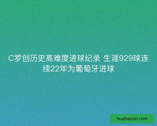 C罗创历史高难度进球纪录 生涯929球连续22年为葡萄牙进球
