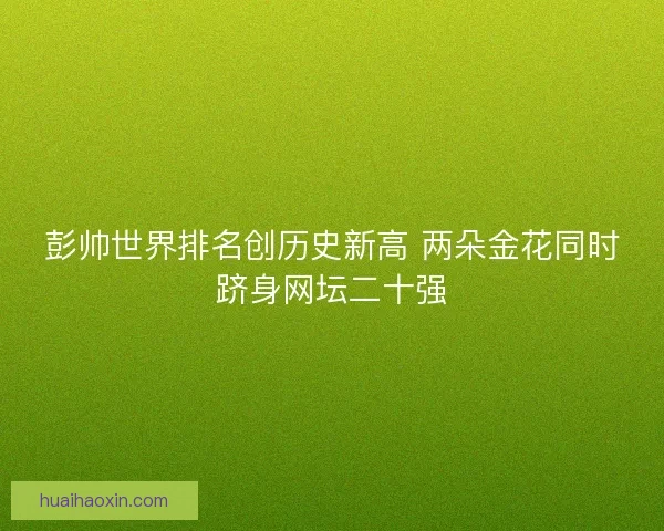 彭帅世界排名创历史新高 两朵金花同时跻身网坛二十强